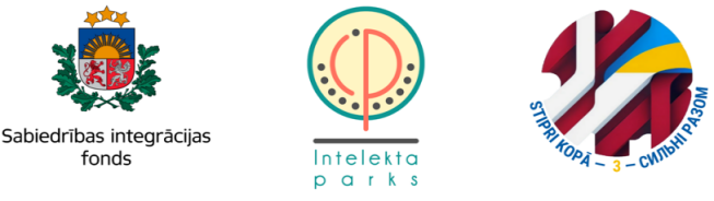 Sabiedrības integrācijas fonda, Intelekta parks un STIPRI KOPĀ-3 logotipi