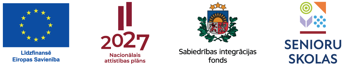 Līdzfinansē Eiropas Savienība; Nacionālais attīstības plāns 2027; Sabiedrības integrācijas fonds; Senioru skolas